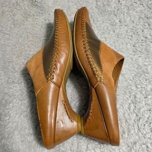 Modellista Mules Whipstitch Gold Leather Patchwork Art Heel Retro Womens 9M